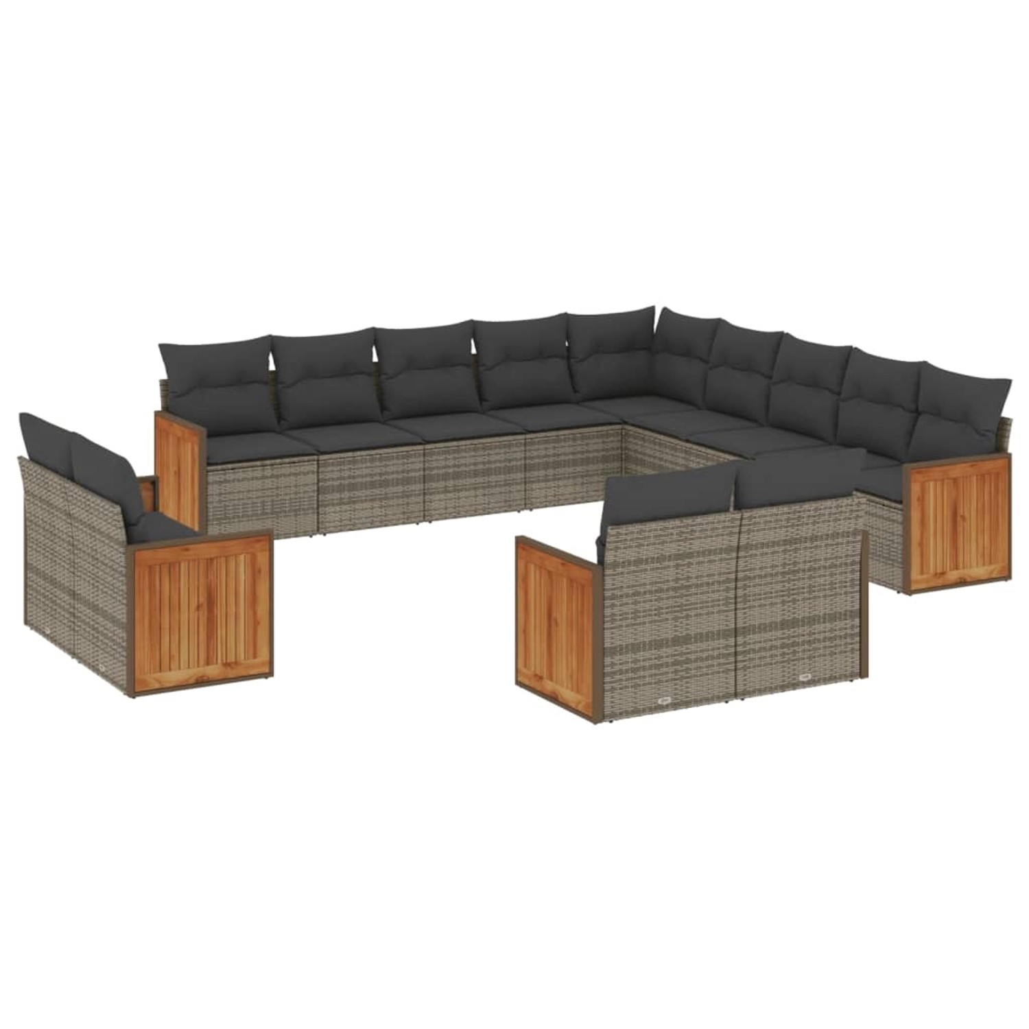 vidaXL 13-Tlg Garten-Sofagarnitur mit Kissen Grau Poly Rattan 3228209 günstig online kaufen