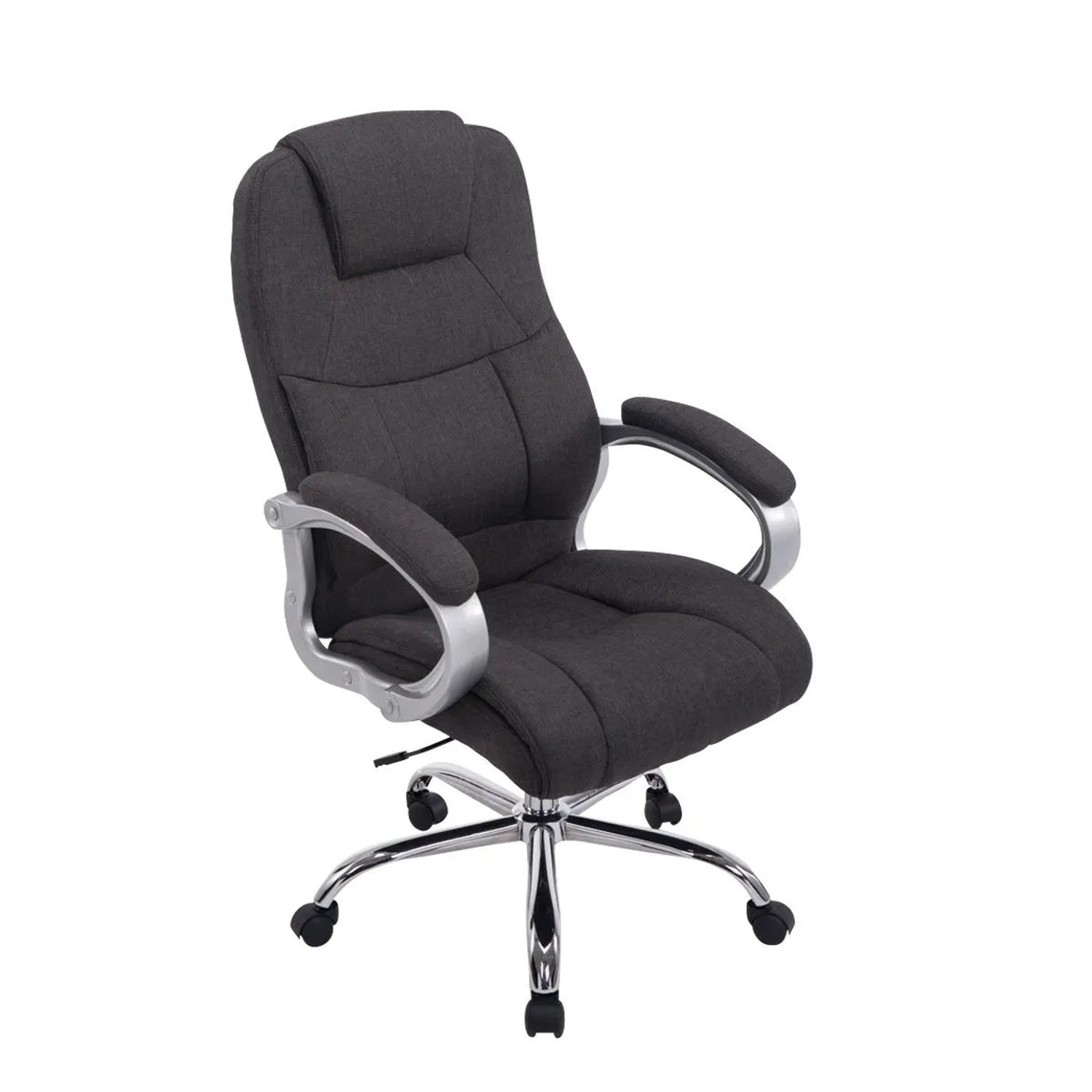 DELUKE Bürostuhl SYDNEY Stoff 113x66x70 Dunkelgrau Stoff Metall In Chromoptik Gestell Ergonomische Bürostühle Homeoffice Stuhl