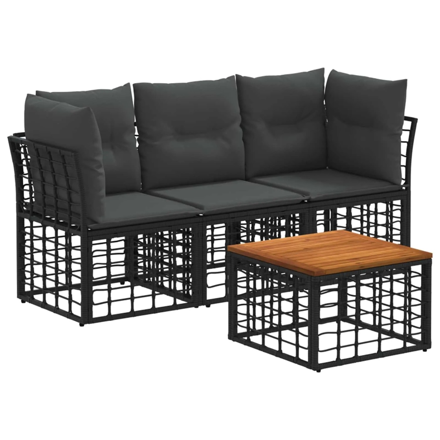 vidaXL Outdoor-Sofagarnitur 4 Stk Schwarz und Dunkelgrau Polyester 3437407