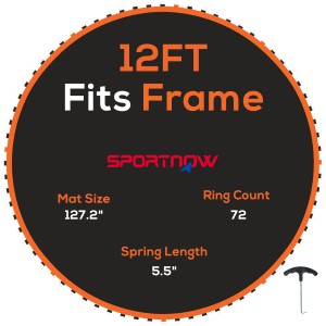 SPORTNOW Trampolin-Sprungtuch, orange/schwarz, Ø323cm, passend für 3,66m Trampoline.