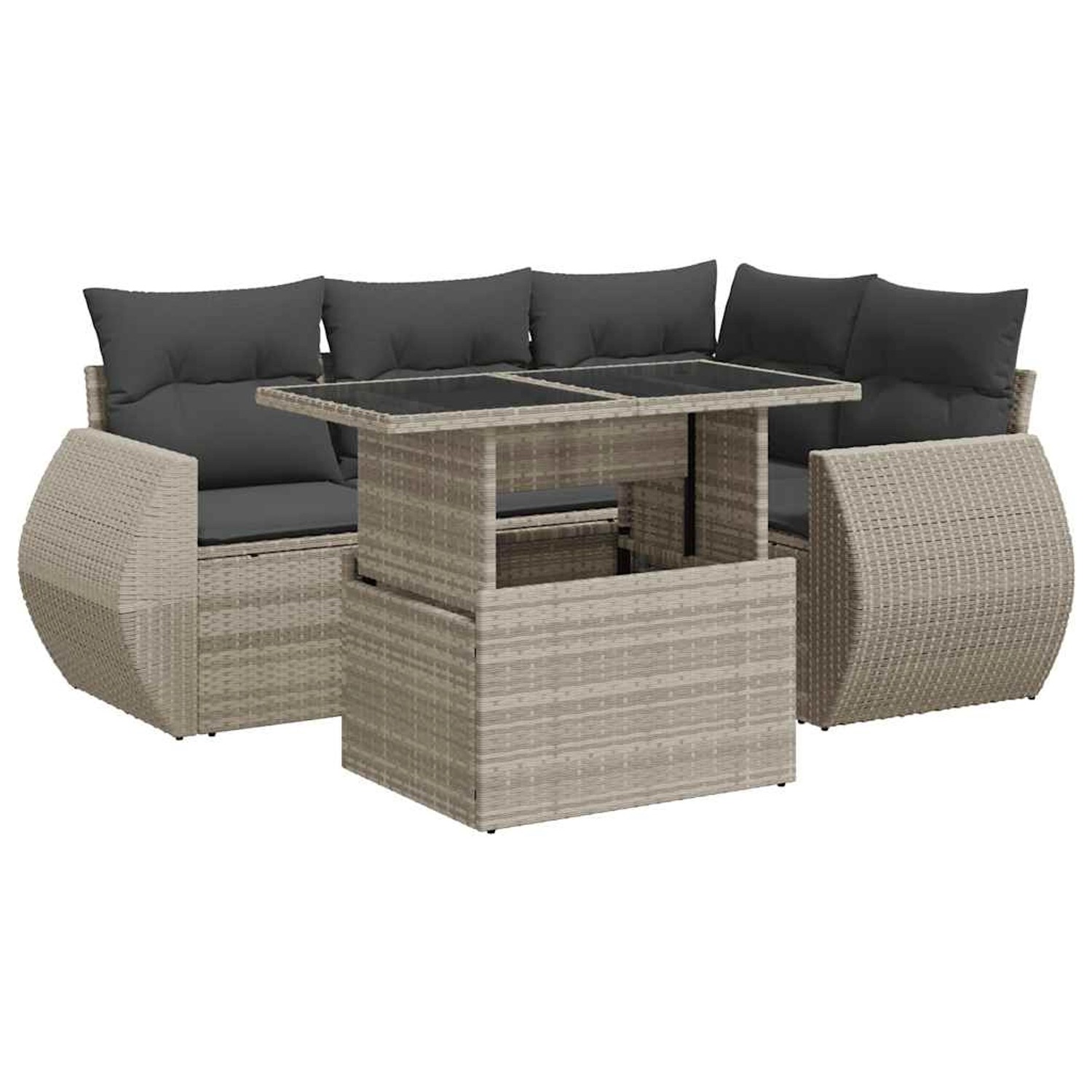 vidaXL 6-Tlg Garten-Sofagarnitur mit Kissen Hellgrau Poly Rattan 3326643 günstig online kaufen