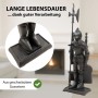 Schwarze TRUTZHOLM Kamingarnitur Ritter aus Gusseisen, 4-teilig mit Schaufel, Besen und Schürhaken.