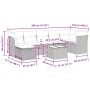 vidaXL 8-tlg. Garten-Sofagarnitur Beige Poly Rattan mit Maßen und Details.