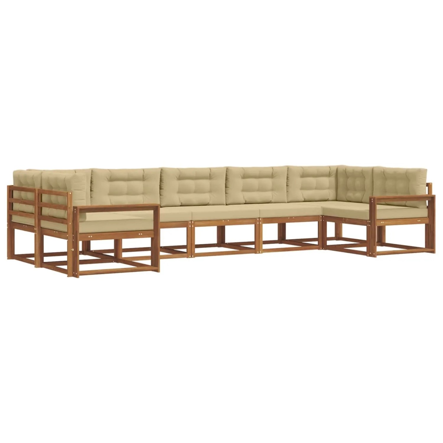 vidaXL Outdoor-Sofagarnitur mit Kissen 7-Tlg Natur und Beige 3368111
