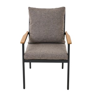 Siena Garden Sessel Liguria Comfort Plus. Anthrazit-Aluminiumgestell, taupe Kissen, Teakholz-Armlehnen. Gartenstuhl.