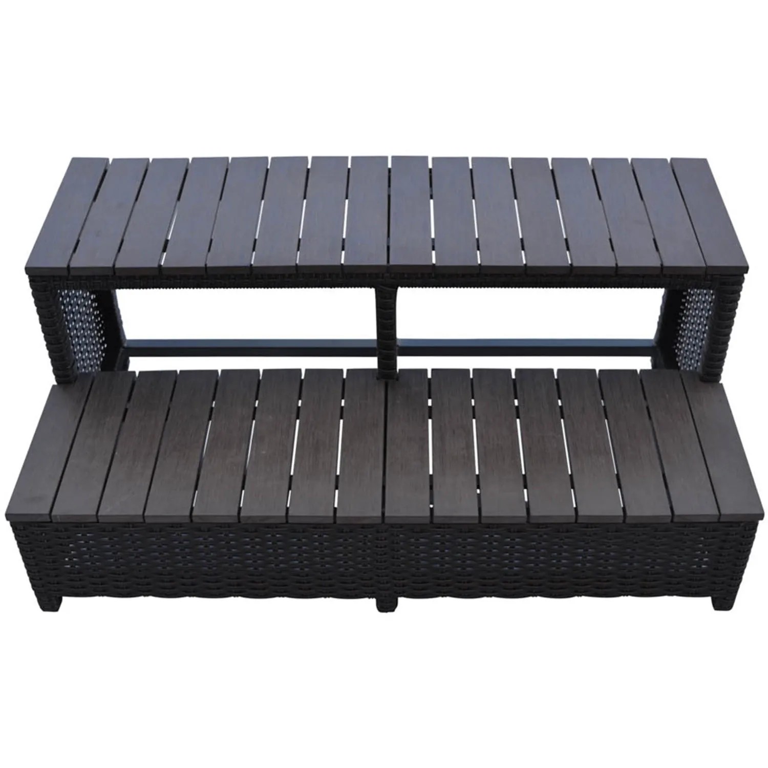 Braune Rattantreppe für Whirlpool, 2-stufig, 106x56x43cm, aus der Canadian Spa Kollektion.