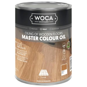 Woca Meister Colour Öl 2,5l Granitgrau für Holzbodenpflege. Metallkanister mit schwarzem Etikett und Markenlogo.