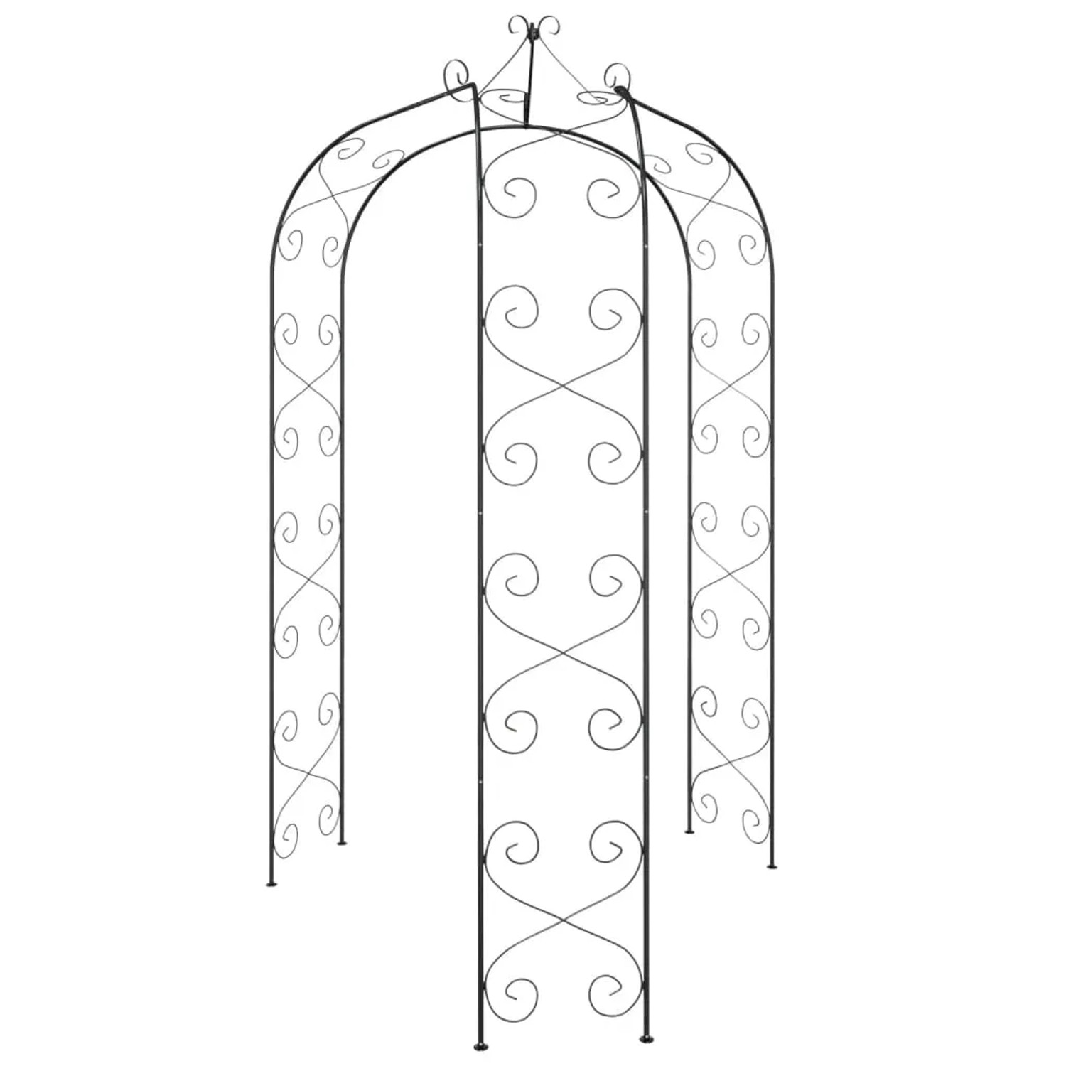 Schwarzer vidaXL Gartenbogen aus Stahl, ideal als Rankhilfe für Rosen und Kletterpflanzen.