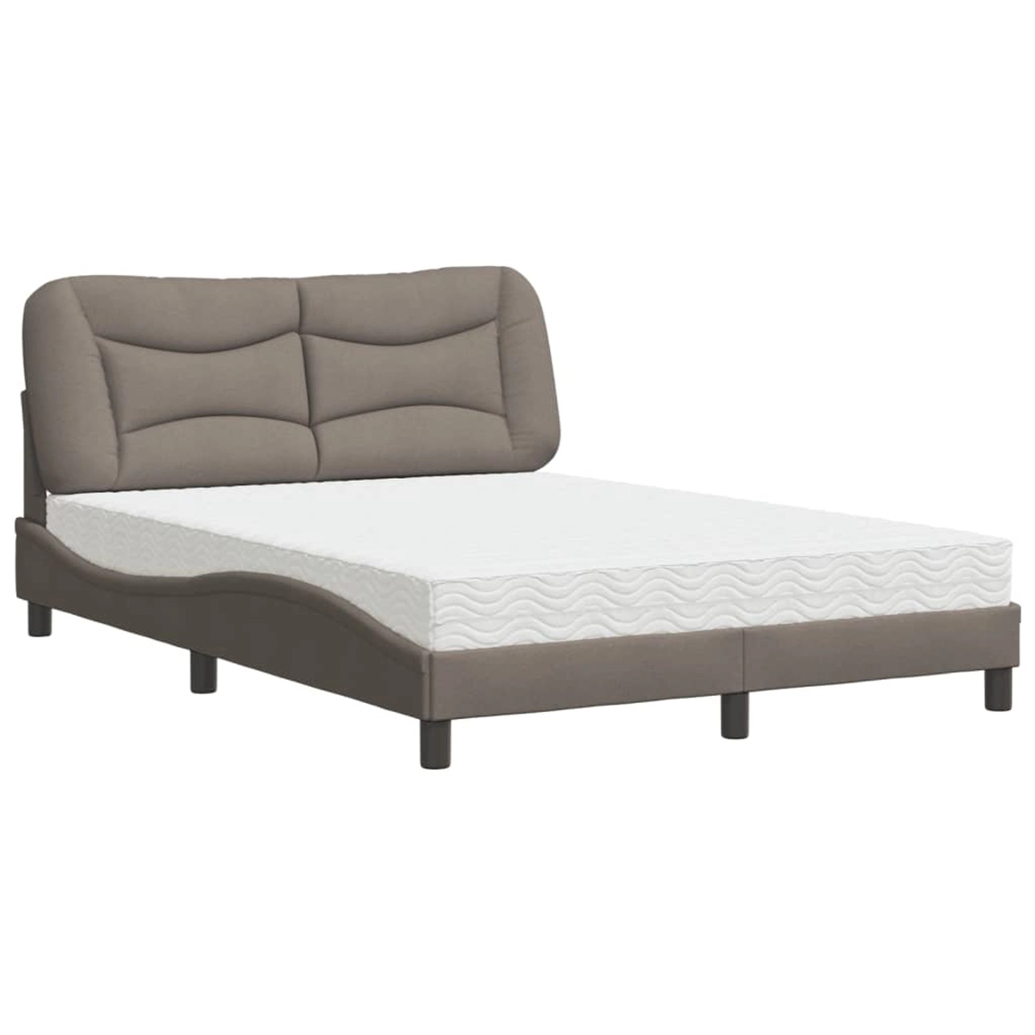 vidaXL Bett mit Matratze Taupe 140x200 cm Stoff Modell 12008045