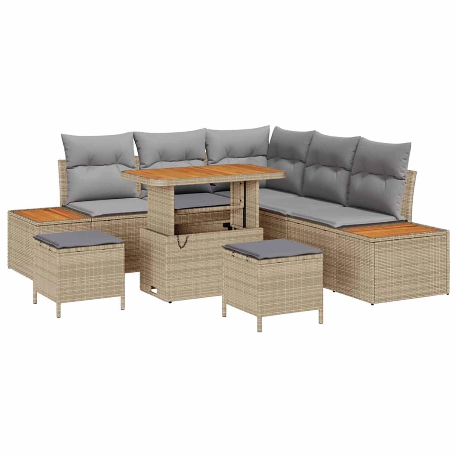 vidaXL Garten-Sofa-Set mit Kissen 8-Tlg Beige Poly Rattan 3362917 günstig online kaufen