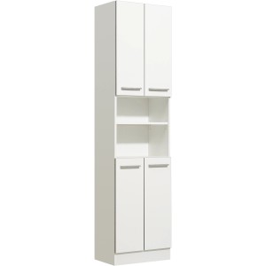 Pelipal 953 Kassel Bad-Hochschrank, weiß glänzend, 50 cm breit, mit Türen und offenen Fächern.