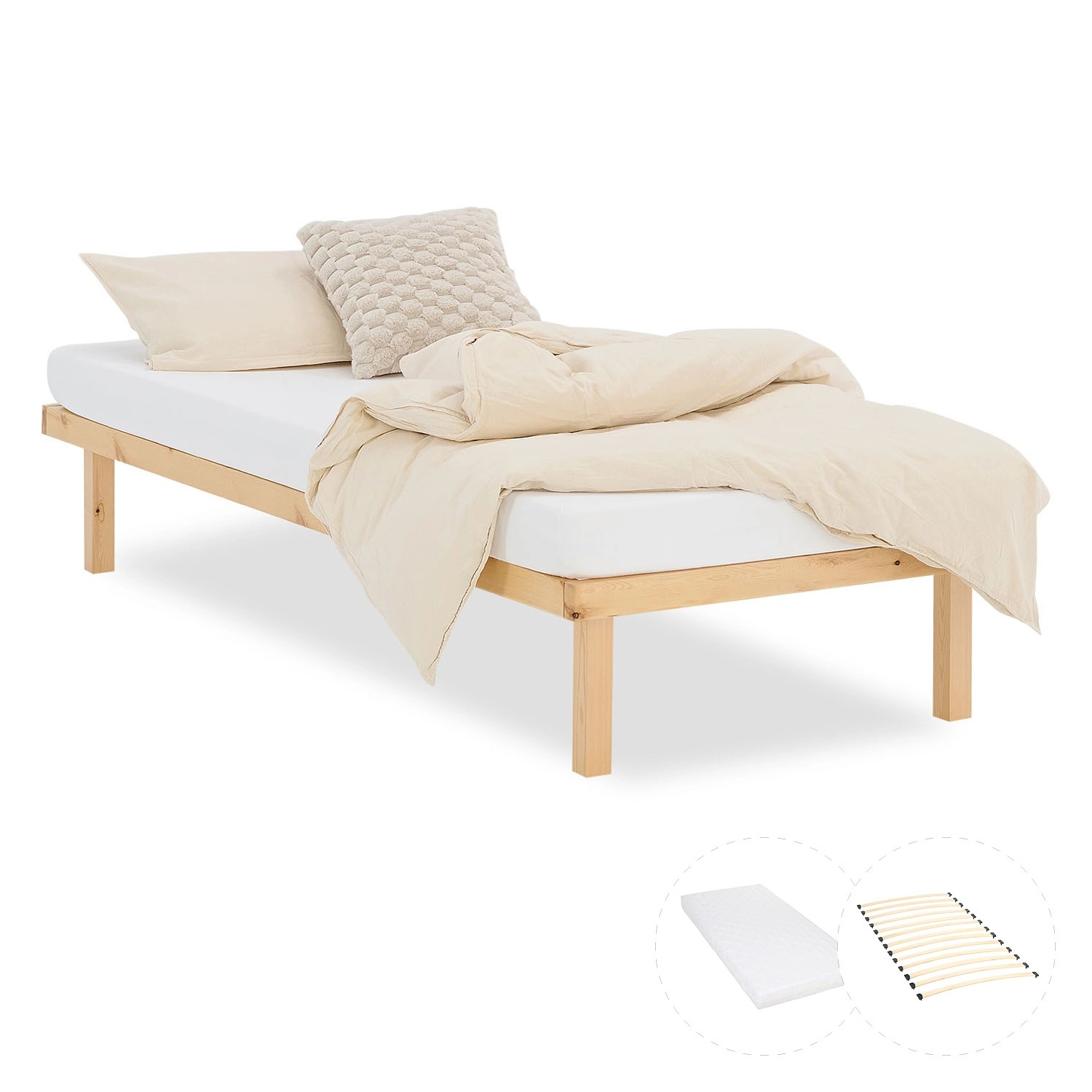 Homestyle4u Bett 90x200 cm mit Matratze Jugendbett Gästebett 3129 günstig online kaufen