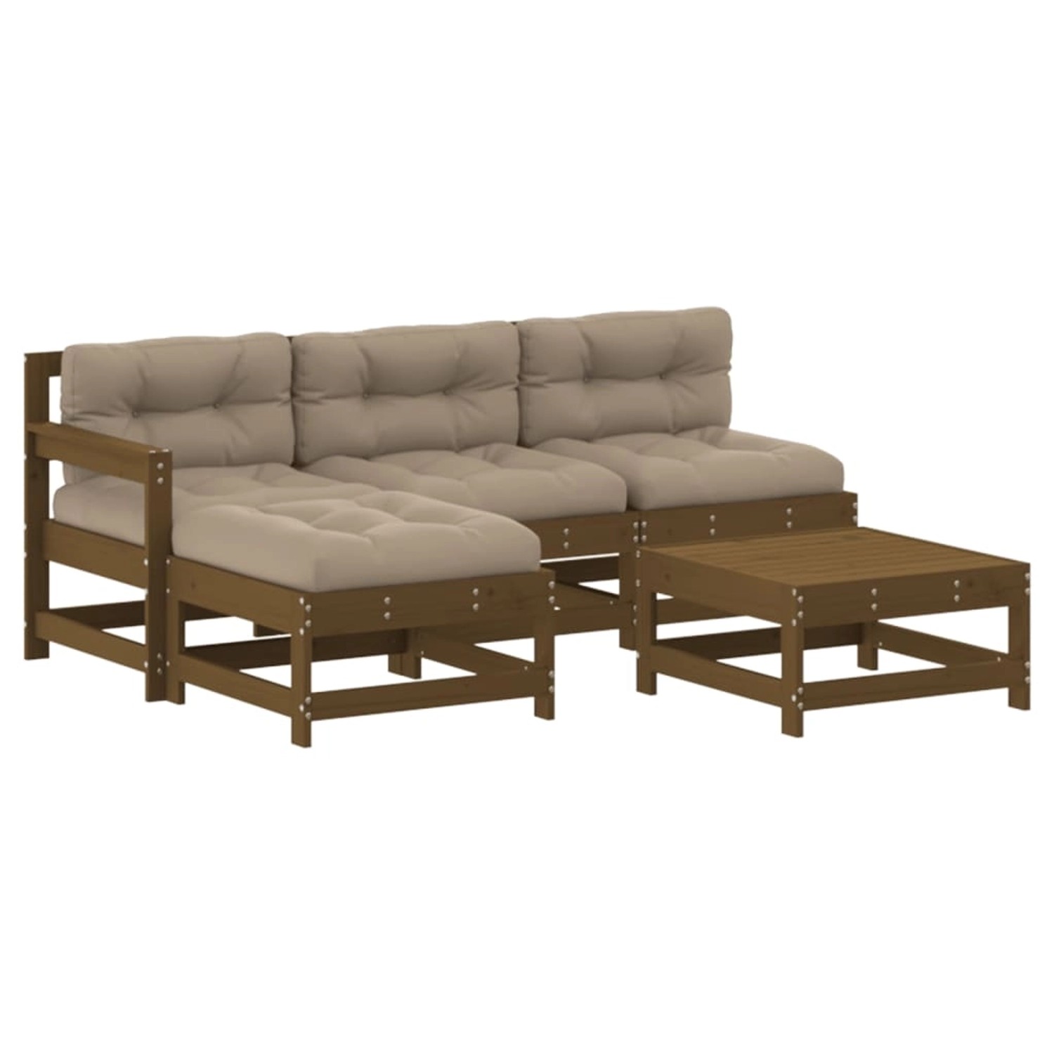 vidaXL 5-tlg Garten-Lounge-Set mit Kissen Honigbraun Kiefernholz Modell 17 günstig online kaufen