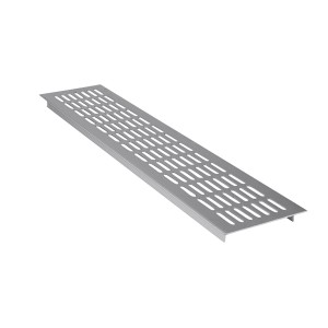 Silbernes Leichtmetallgitter Alu, 480x100mm, für Lüftung und Luftzirkulation.