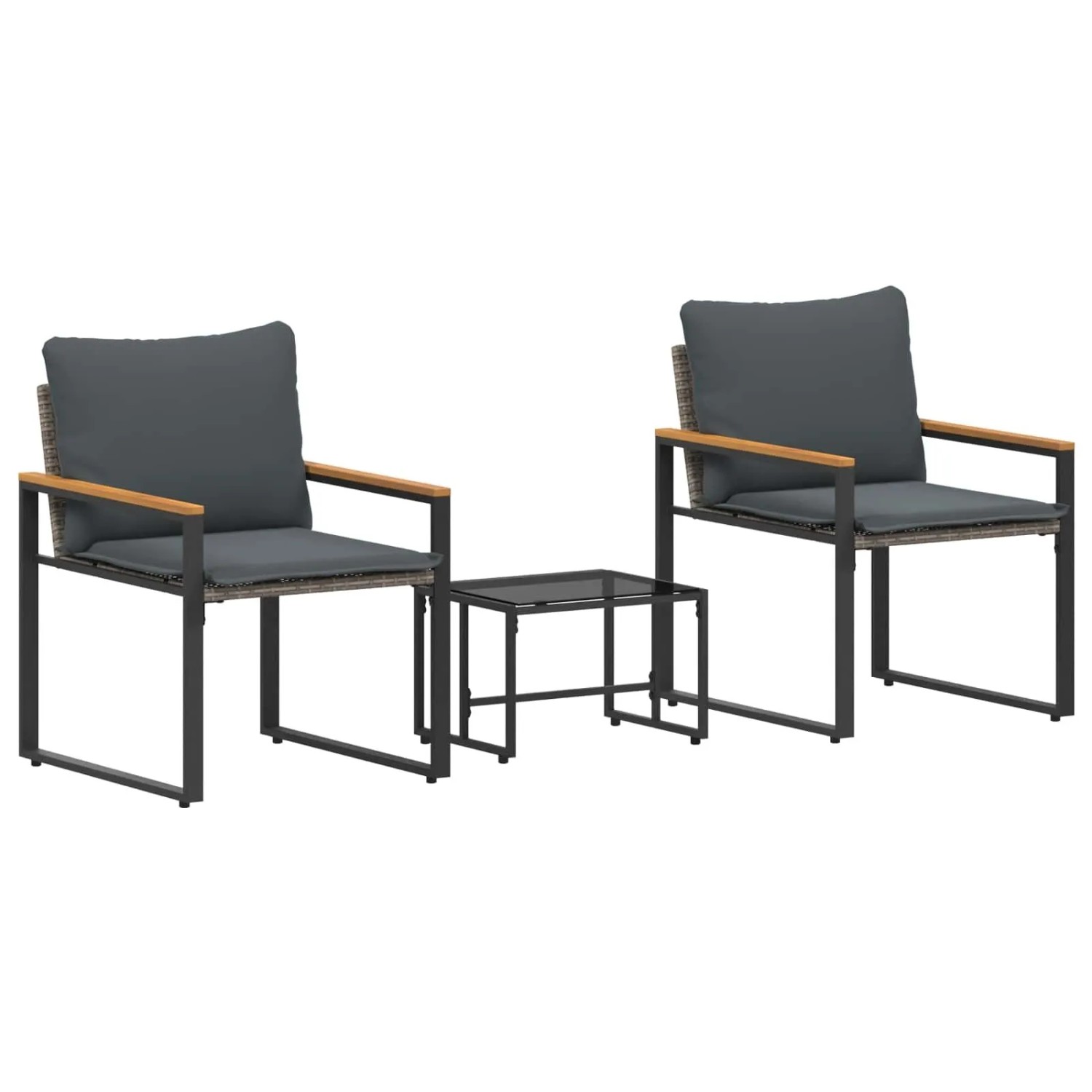 Thumbnail - vidaXL Möbelsets mit Kissen 3-Tlg Grau und Dunkelgrau Rattan 42026947