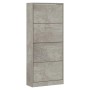 vidaXL Schuhschrank, Betongrau, mit 4 Klappen, aus Holzwerkstoff.