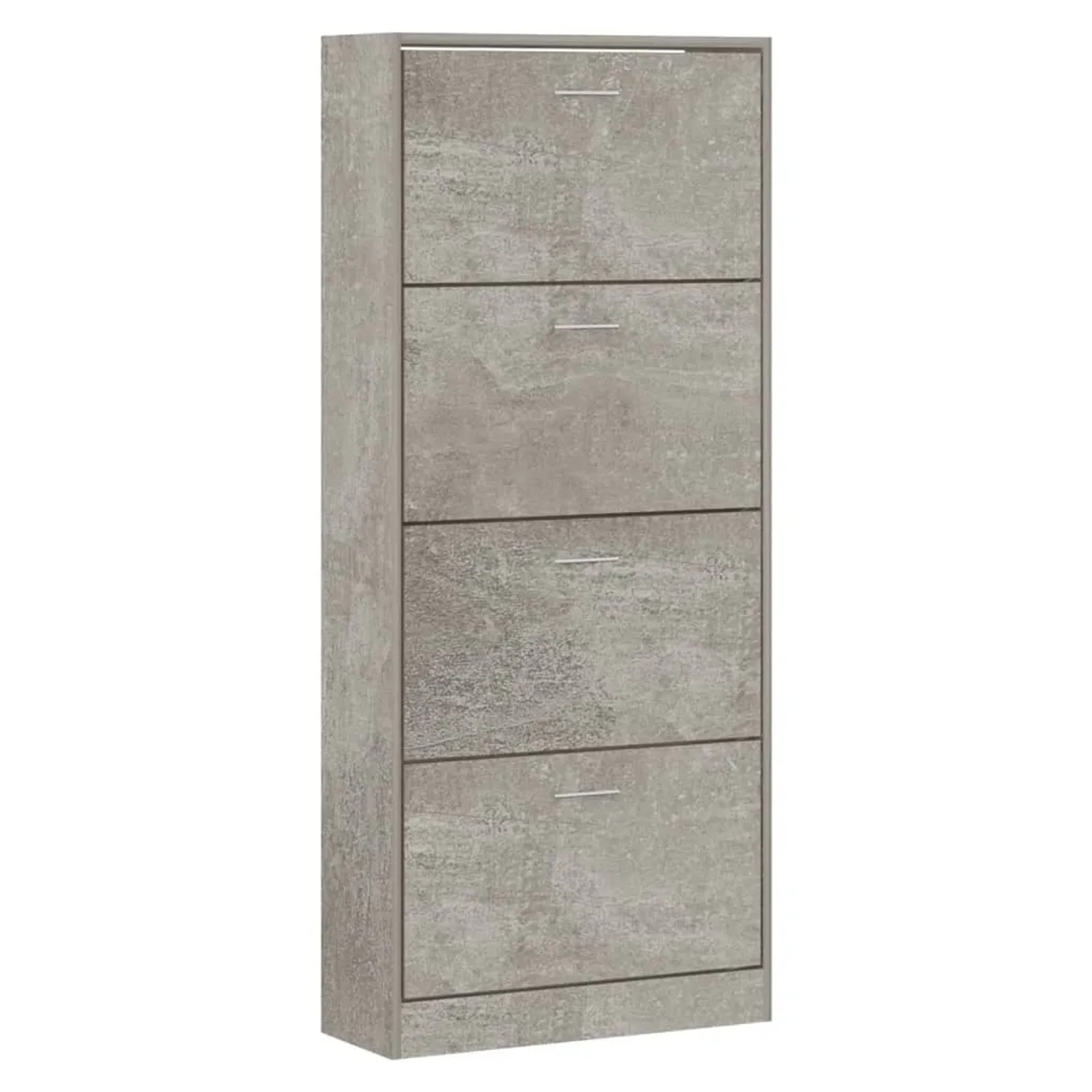 vidaXL Schuhschrank, Betongrau, mit 4 Klappen, aus Holzwerkstoff.