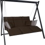 Hollywoodschaukel Relax Smart Coffee mit braunen Polstern und grauem Gestell.