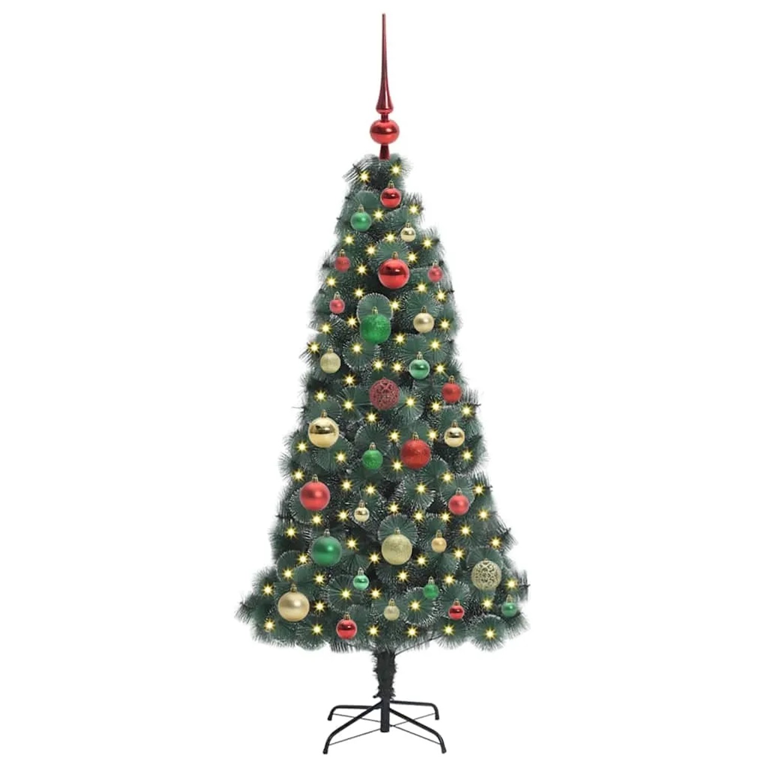 vidaXL Künstlicher Vorbeleuchteter Weihnachtsbaum mit Kugelset 120 cm 3396149