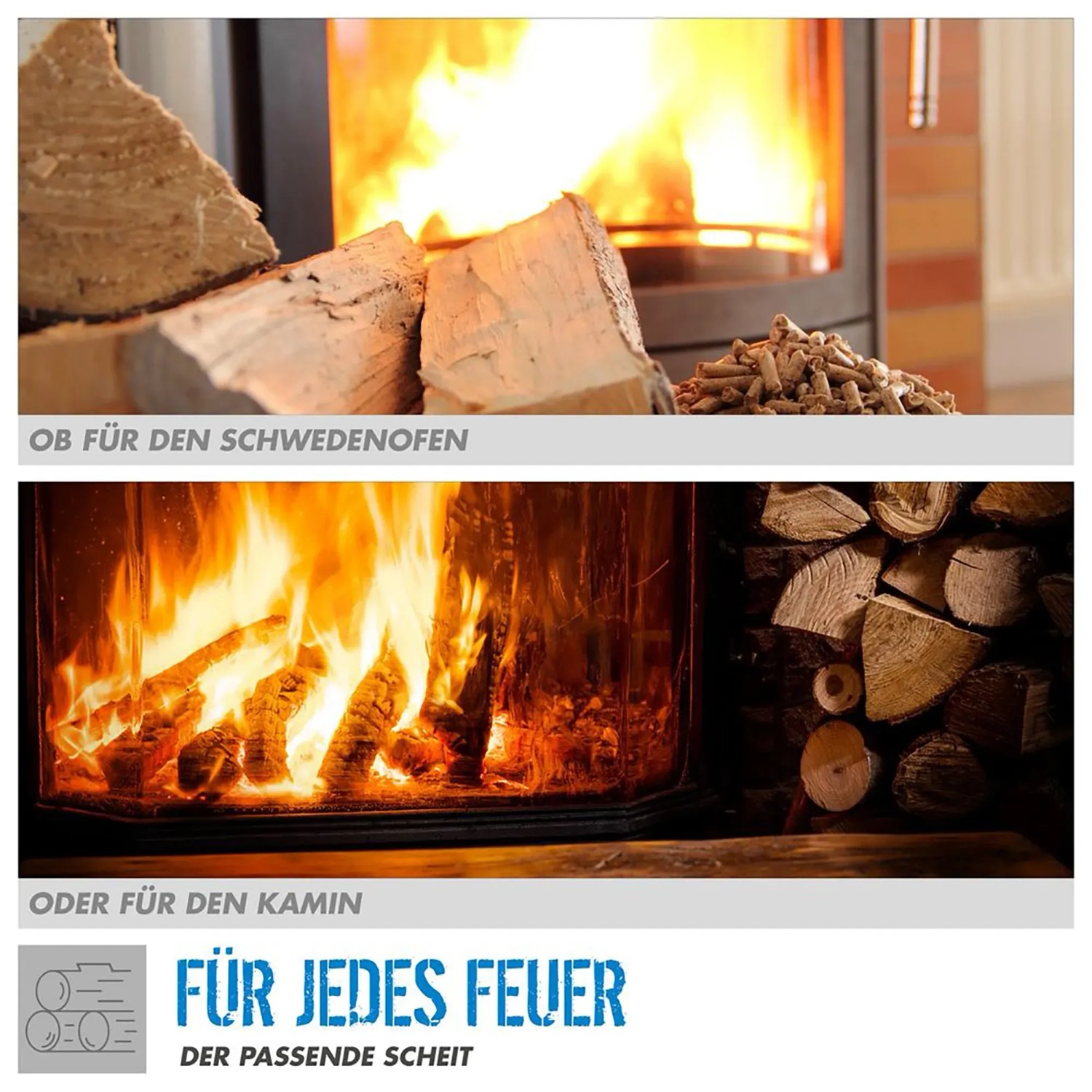 Holzspalter-Zubehör: Brennholz und Pellets für Kamin und Ofen im Vergleich.