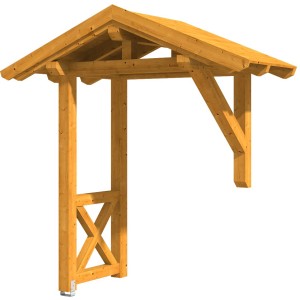 Skan Holz Haustür-Vordach Siegen 3, Eiche hell lasiert, 247x116 cm, aus Konstruktionsvollholz.