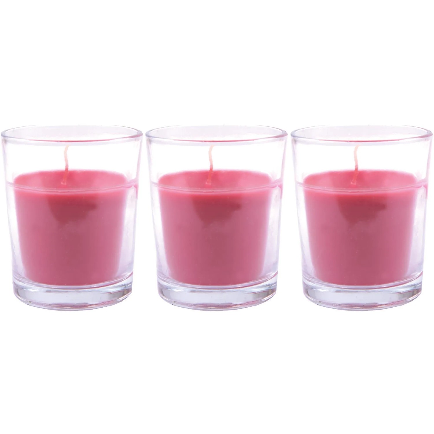 3er Pack HS Candle Duftkerzen Classic Wilde Rose im Glas