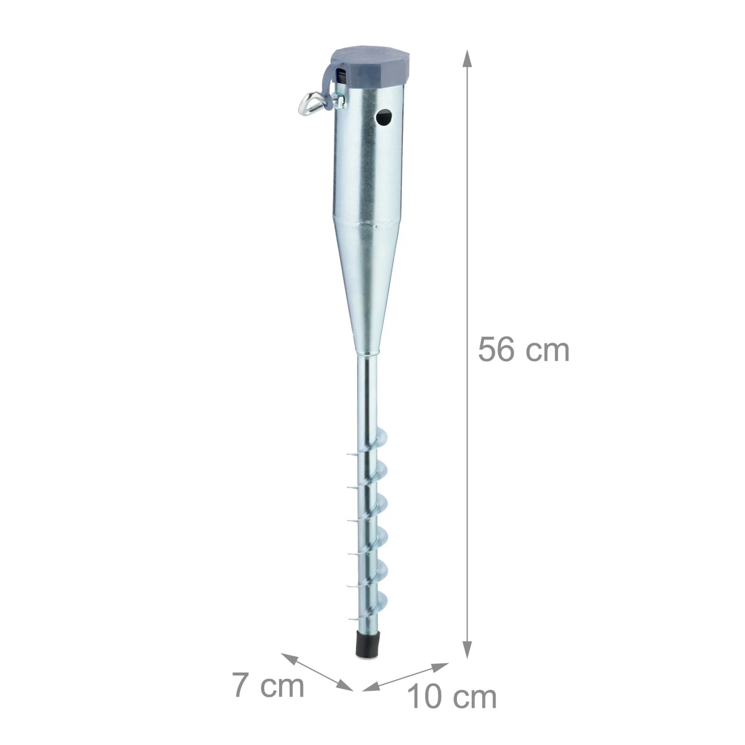 Relaxdays Sonnenschirm Bodenhülse 2er Set Stahl Kunststoff Silber Grau Mit Deckel 56 cm x 7 cm x 10 cm je 1,4 kg_4