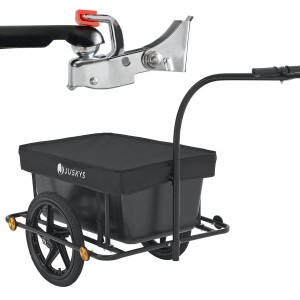 Juskys Fahrradanhänger mit 90L Wanne und Kupplung, schwarz. Ideal für Lasten bis 40kg.
