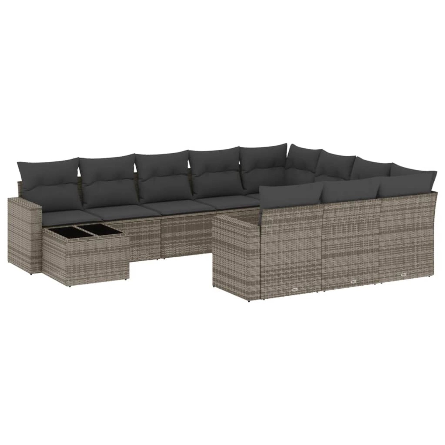 vidaXL 11-Tlg Garten-Sofagarnitur mit Kissen Grau Poly Rattan 3219520 günstig online kaufen
