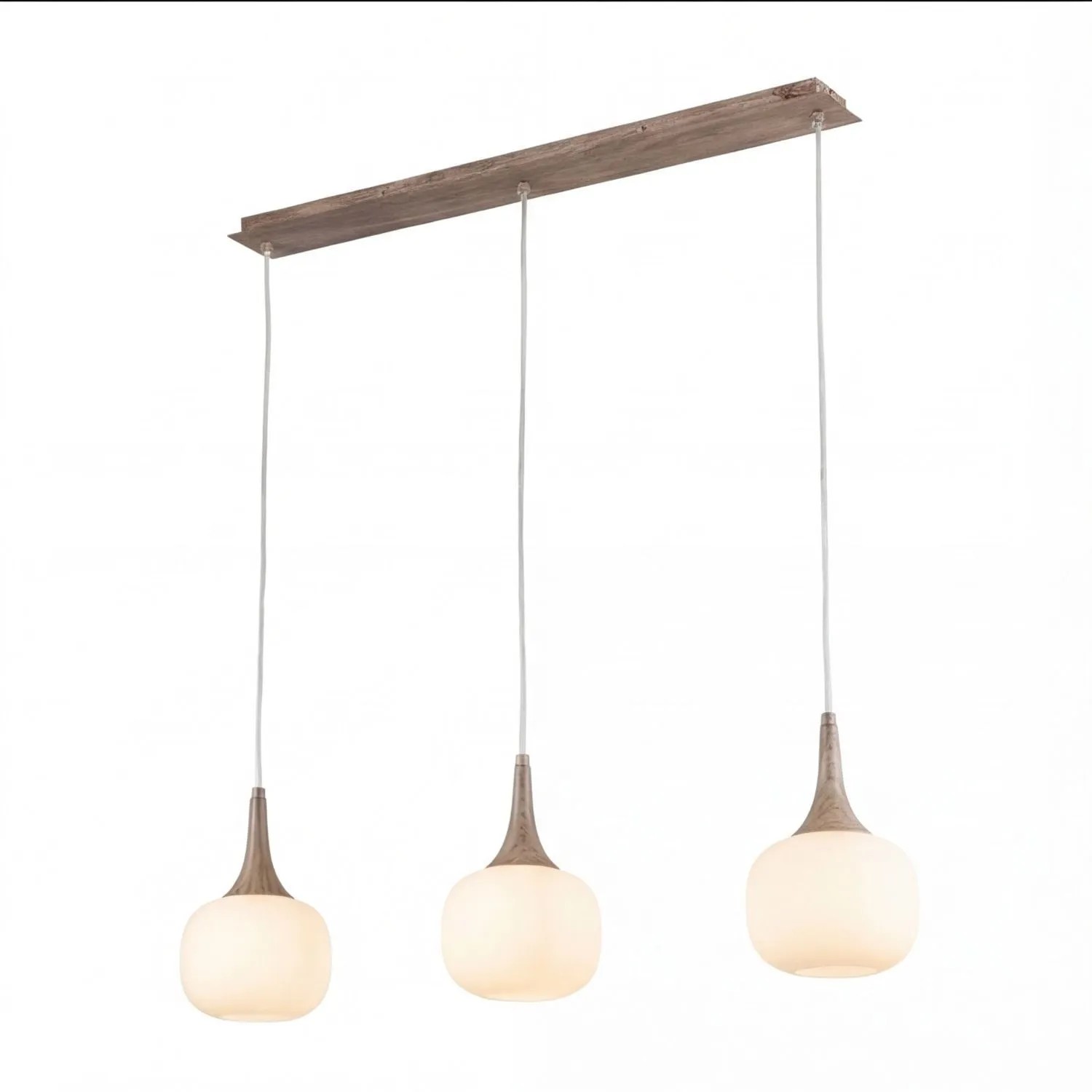 Licht-Erlebnisse Hängelampe 3-Flammig 97 CM Breit Holz Metall Glas E14 Modern