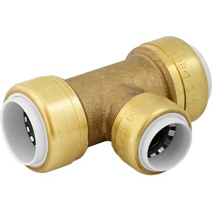 Steck-T-Reduzierstück aus Messing, 49 mm, für Rohre und Anschlüsse.