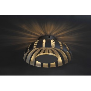 Moderne LED Wand-Deckenleuchte Flare in Silber mit Lichteffekten, Ø 26 cm.