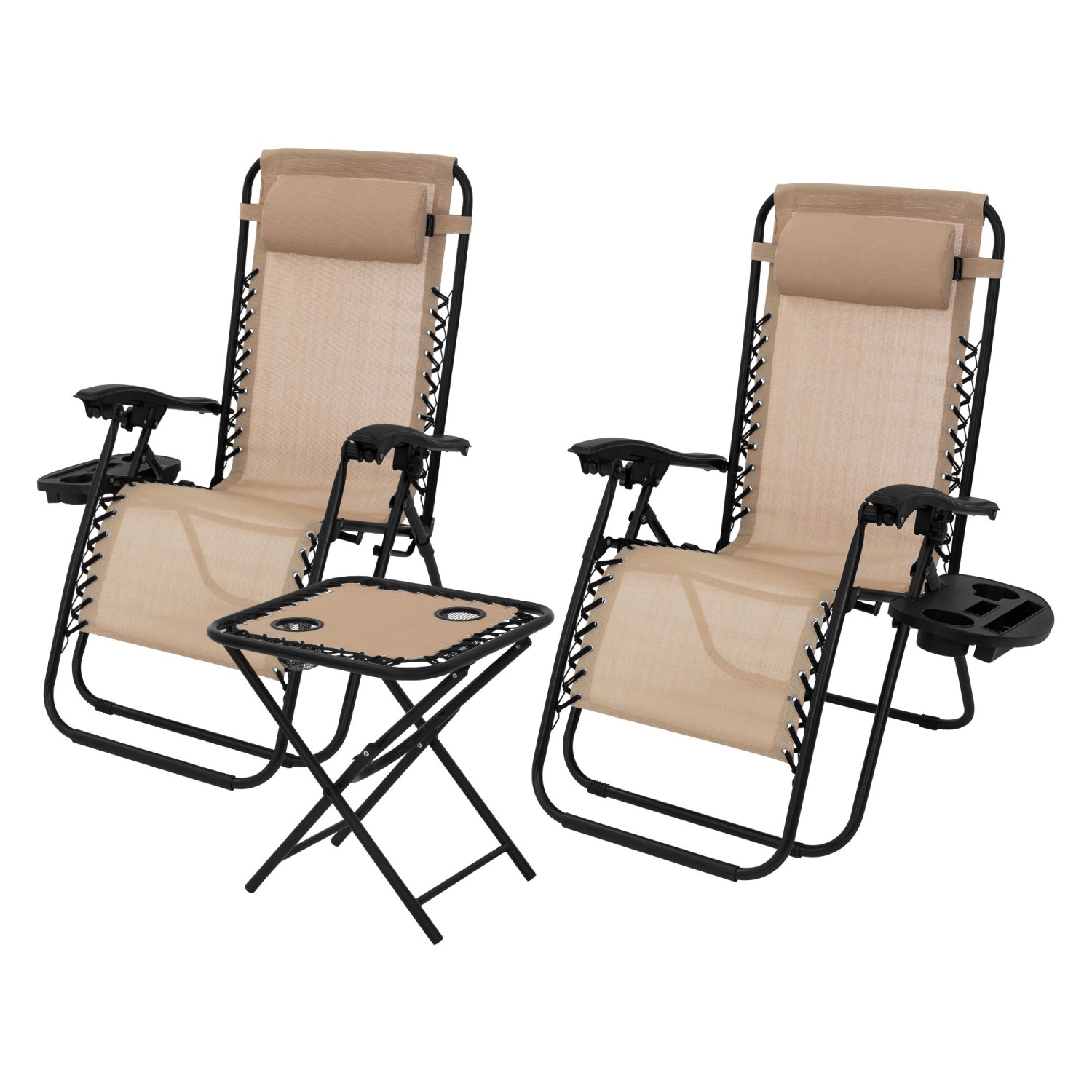 ML-Design 3-Teiliges Sonnenliege Set Klappbar Gartenliege mit Tisch Taupe