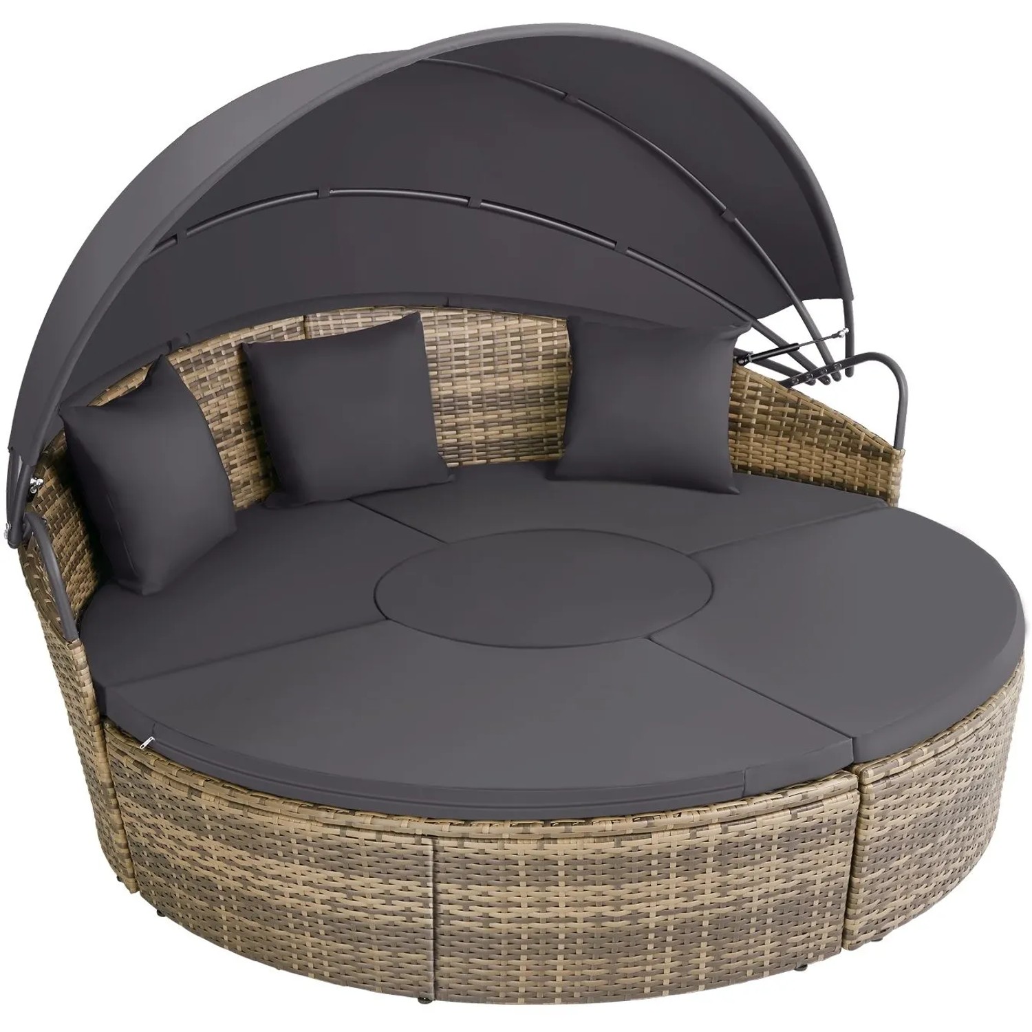 Tectake Rattan Sonneninsel Santorin Widerstandsfähig Uv Beständig 175 X 171 X 136 Cm Natur