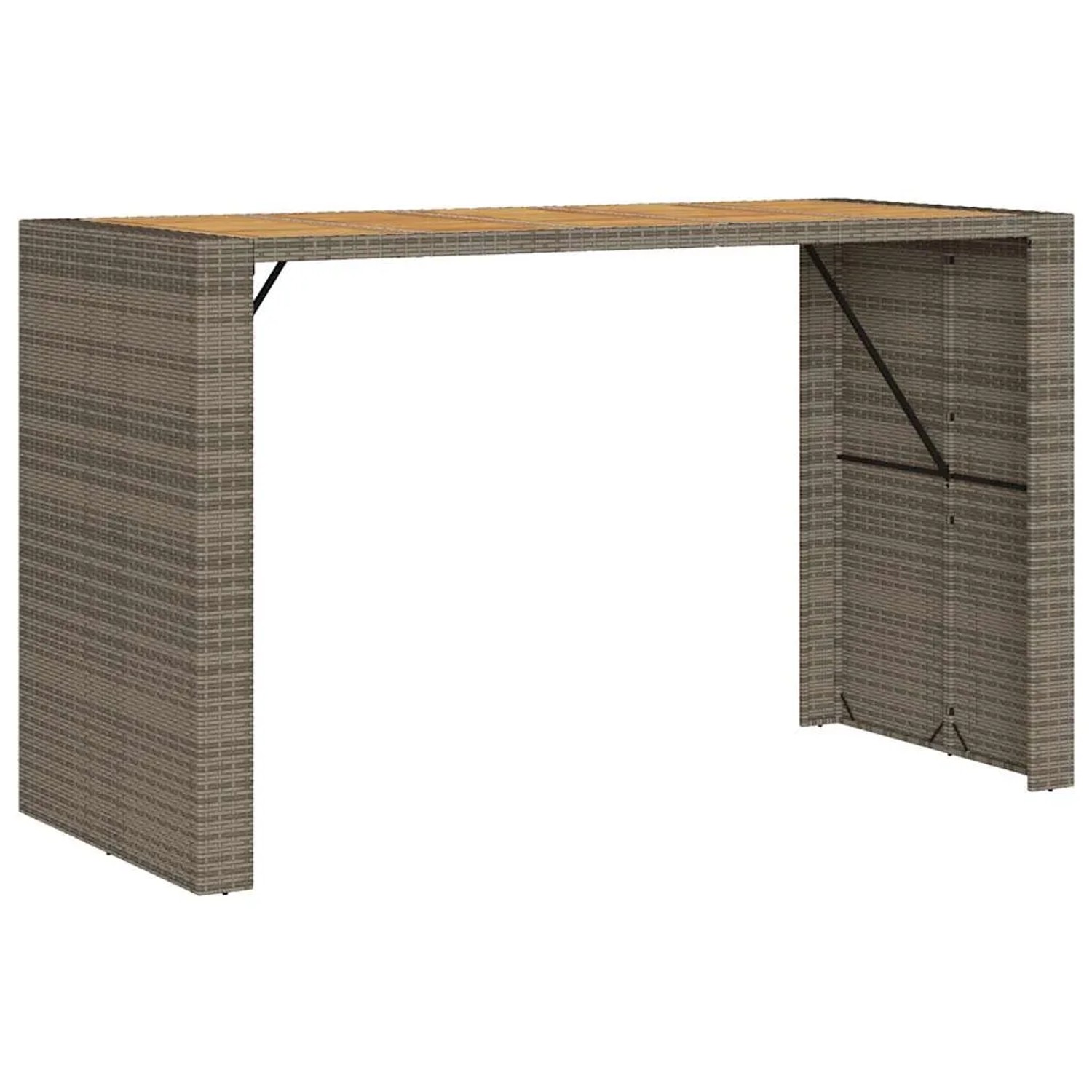 Graues 5-tlg. vidaXL Gartenbar-Set aus Polyrattan mit Akazienholz-Tischplatte. Gartenmöbel für den Außenbereich.
