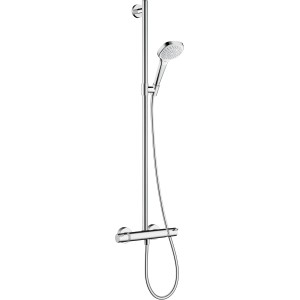 Hansgrohe Croma Select E Brauseset mit Thermostat in Weiß/Chrom.