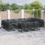 vidaXL Garten-Sofa-Set, 13-teilig, schwarz, Aluminium, mit anthrazitfarbenen Kissen und Tisch.