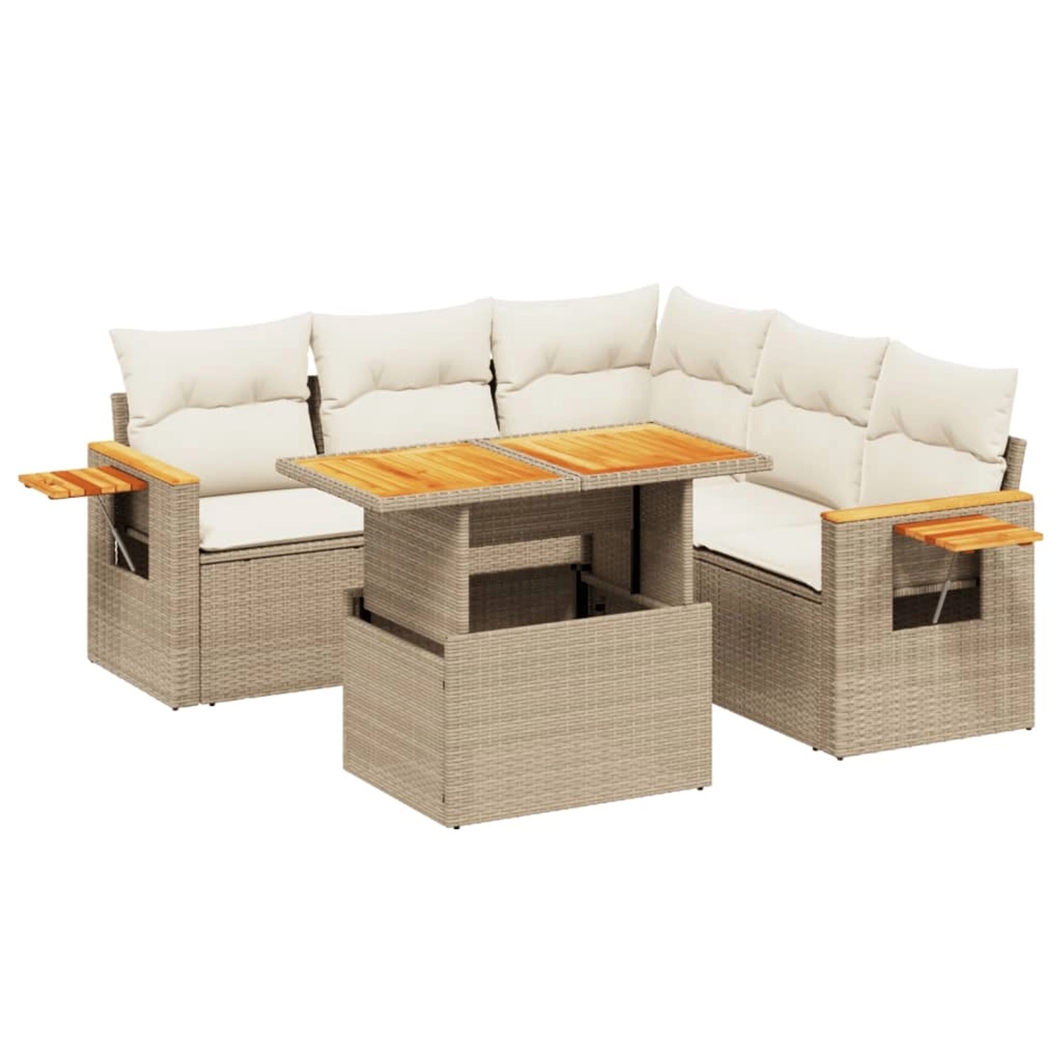 vidaXL 6-Tlg Garten-Sofagarnitur mit Kissen Beige Poly Rattan 3273515 günstig online kaufen