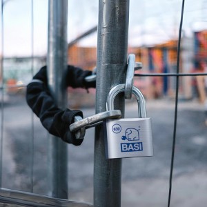 Basi Vorhangschloss 6er Set, 60mm, Aluminium, verschiedenschließend mit 2 Schlüsseln, am Bauzaun