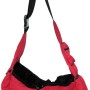 Rote/schwarze Heimtier-Tragetasche (40 cm) mit verstellbarem Schulterriemen für Hunde.