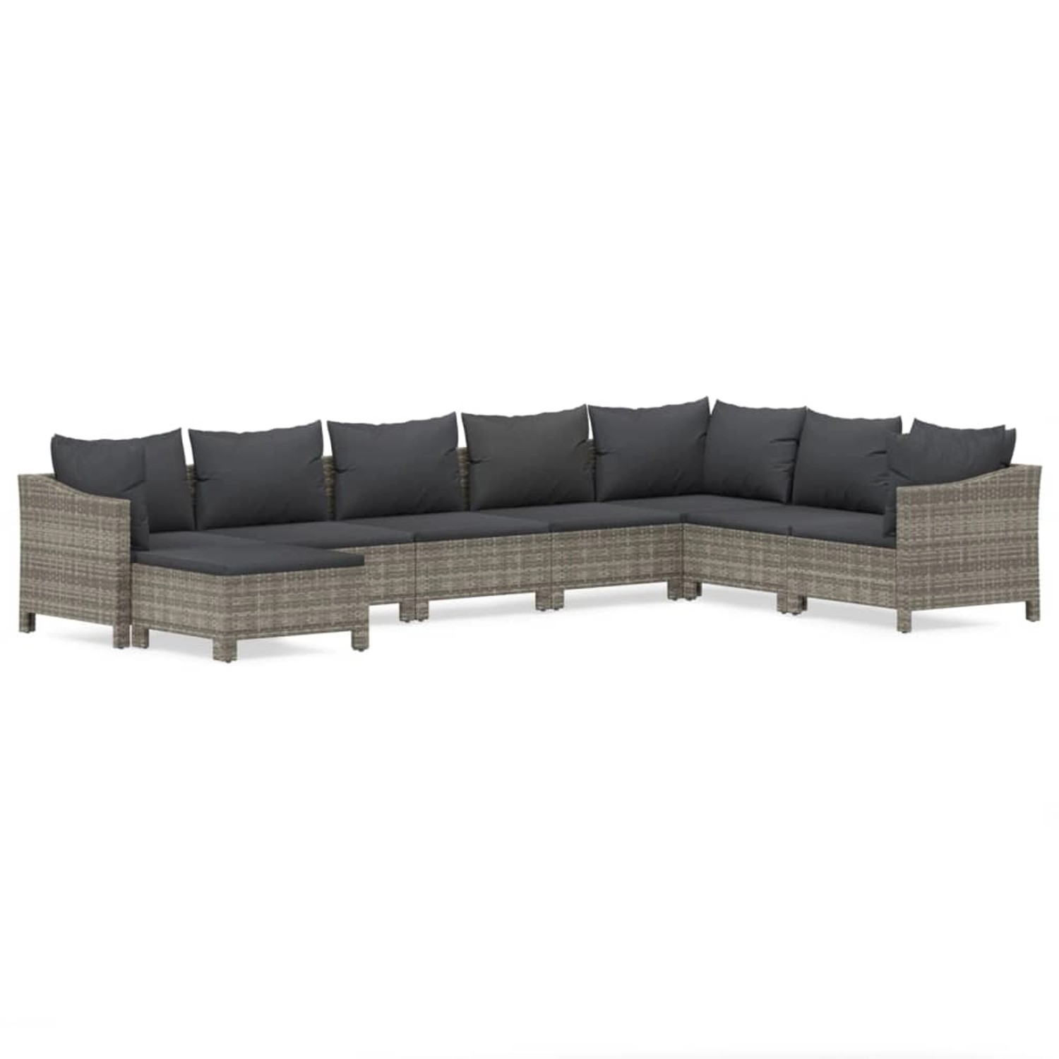 vidaXL 8-Tlg Garten-Lounge-Set mit Kissen Grau Poly Rattan 3187298 günstig online kaufen