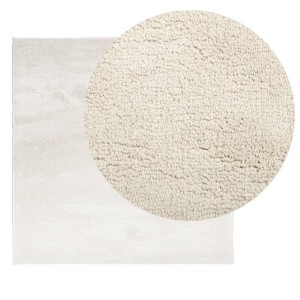 Beiger quadratischer Kurzflor-Teppich OVIEDO, 120x120 cm, mit weicher, dichter Textur.