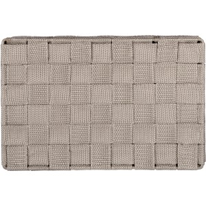 Wenko Badorganizer Adria, kleine Aufbewahrungsbox mit Deckel, taupefarbenes Kunststoffgeflecht.