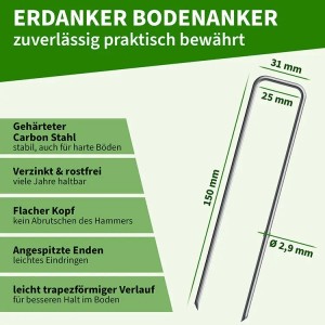TTL GARDEN Unkrautvlies 150g/m² 1x50m 50m² inkl. 100x Erdanker 150mm Gartenvlies gegen Unkraut Schwarz