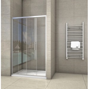 Duschparadies Duschtür 140 x 190cm Schiebetür Nischentür 5mm ESG Sicherheitsklarglas Dusche Verchromt