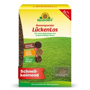 Neudorff Rasenreparatur Lückenlos 2,5kg: Anwendungsfertige Rasenmischung für schnelle Reparatur von Rasenflächen.