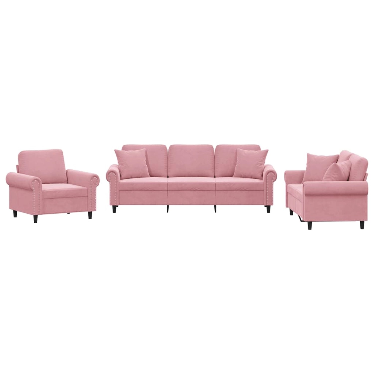 vidaXL 3-Tlg Sofagarnitur mit Kissen Rosa Samt 3202193 günstig online kaufen