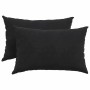 Zwei schwarze Sofakissen (60x40 cm) aus Cordstoff. Dekokissen für Wohnzimmer und Schlafzimmer.