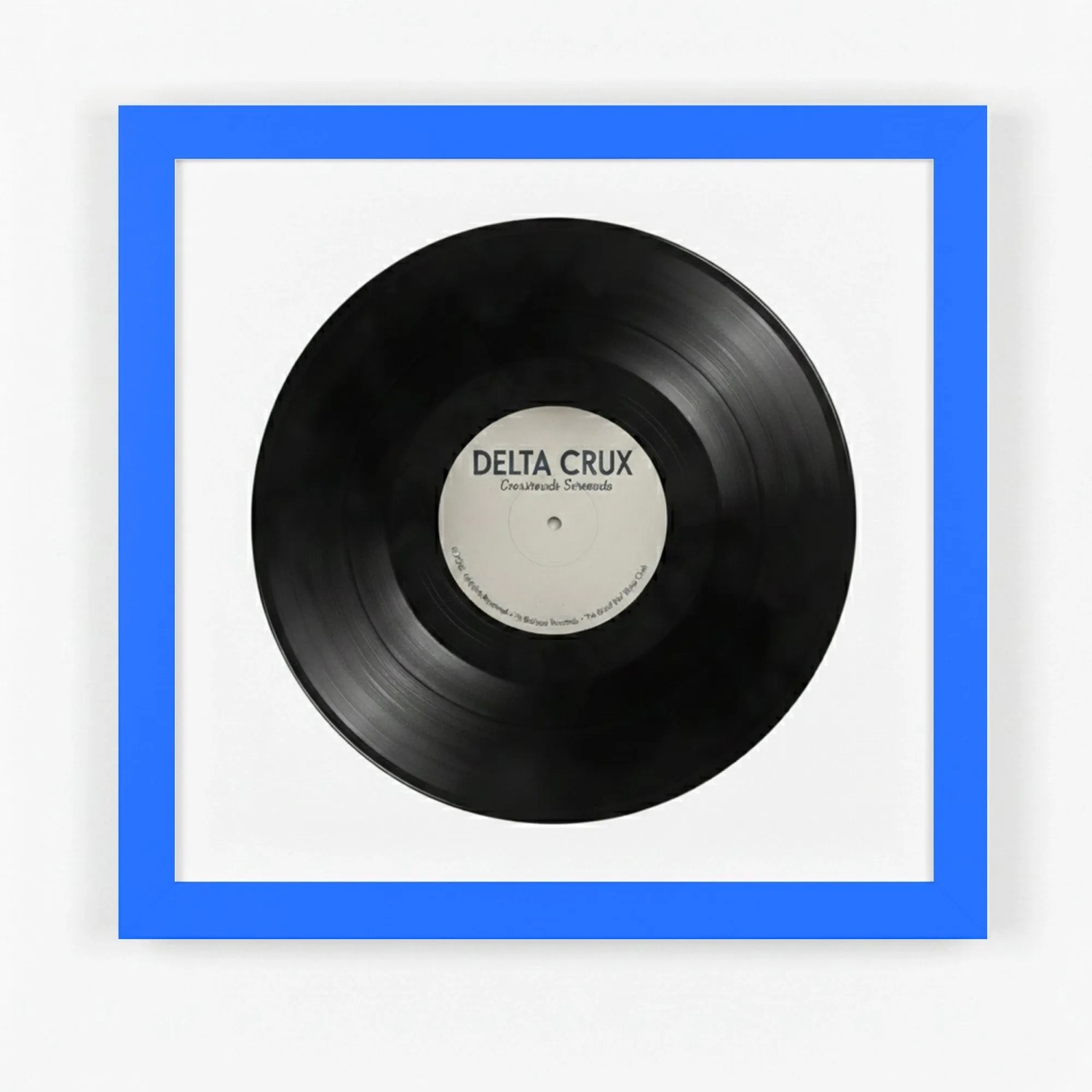 K-Möbel Schallplatten Rahmen Royalblau 40x40cm mit Weißem Passepartout für die Vinyl