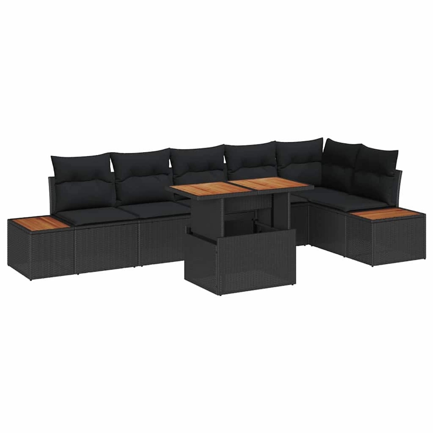 vidaXL Garten-Sofa-Set mit Speicher 7-Tlg Schwarz Poly Rattan 3358812 günstig online kaufen
